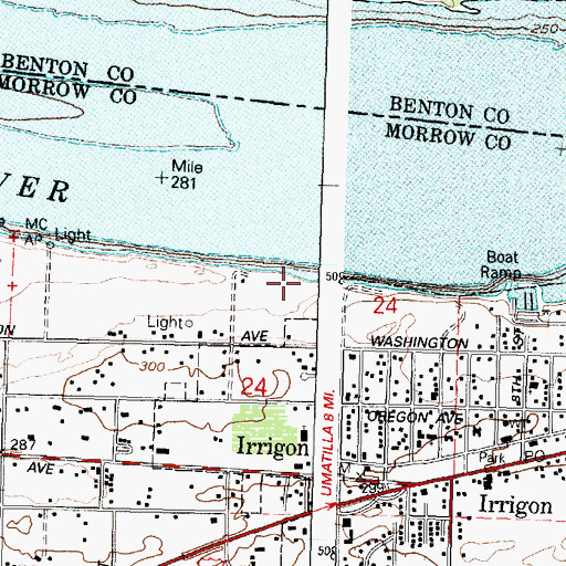 Topographic Map of Irrigon Cemetery (historical), OR