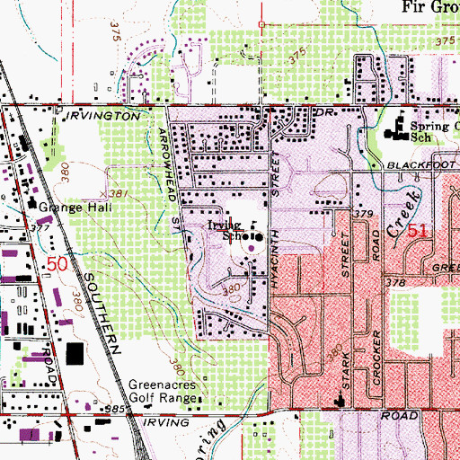 Topographic Map of Irving Elementary School, OR