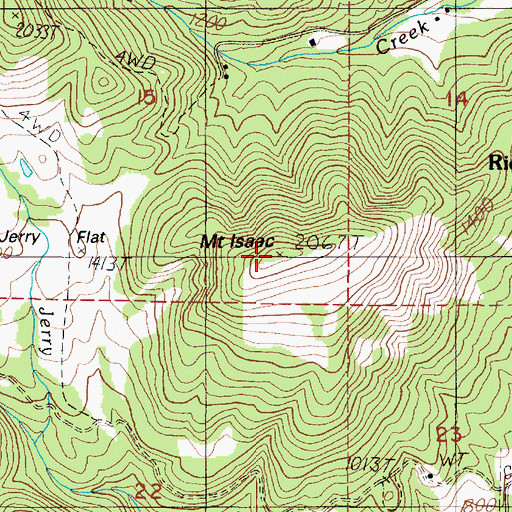 Topographic Map of Mount Isaac, OR
