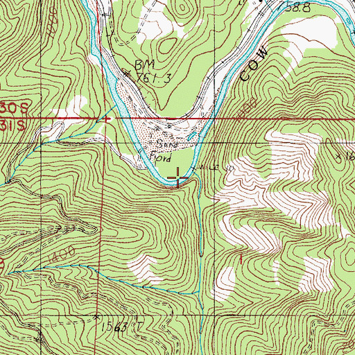 Topographic Map of Island Creek, OR