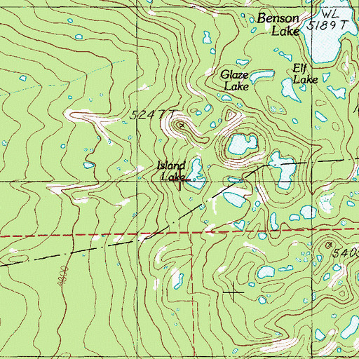 Topographic Map of Island Lake, OR