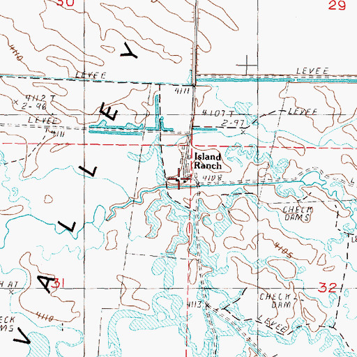Topographic Map of Island Ranch, OR