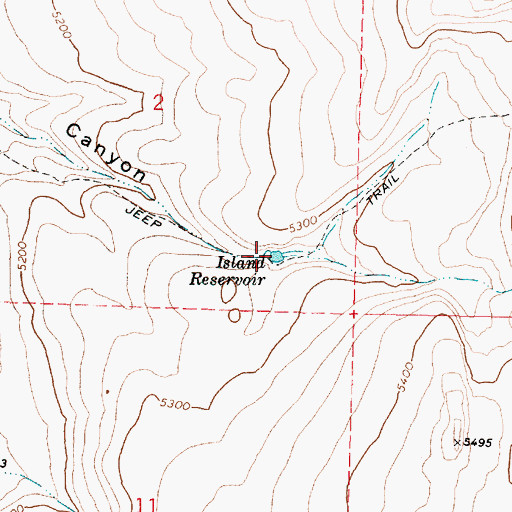 Topographic Map of Island Reservoir, OR