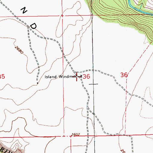 Topographic Map of Island Windmill, OR