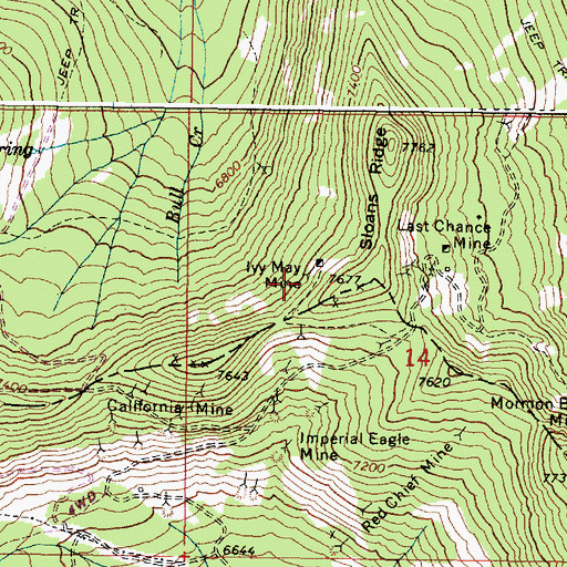 Topographic Map of Ivy May Mine, OR