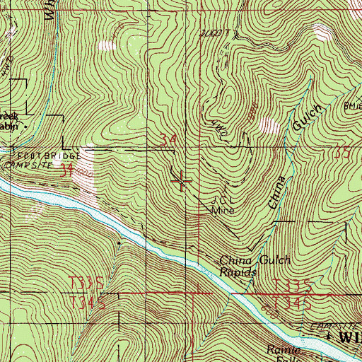 Topographic Map of J C L Mine, OR