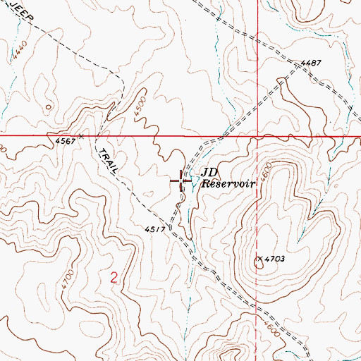 Topographic Map of JD Reservoir, OR