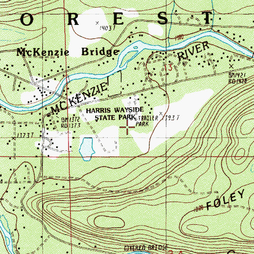 Topographic Map of Jennie B Harris County Park, OR