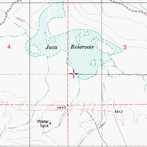 Topographic Map of Jaca Reservoir, OR