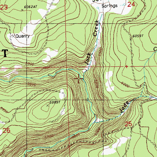 Topographic Map of Jack Creek, OR