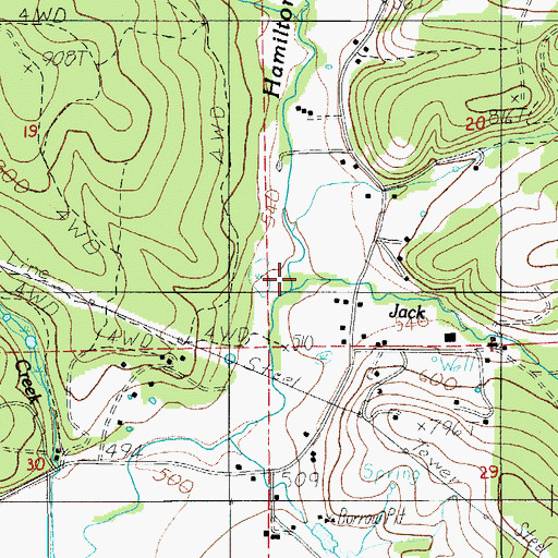 Topographic Map of Jack Creek, OR