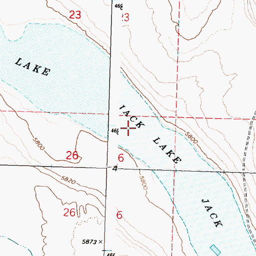 Topographic Map of Jack Lake, OR