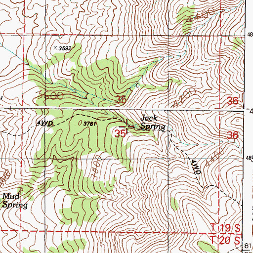 Topographic Map of Jack Spring, OR