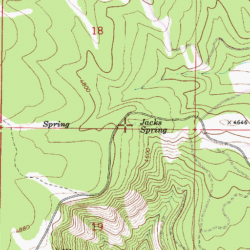 Topographic Map of Jacks Spring, OR