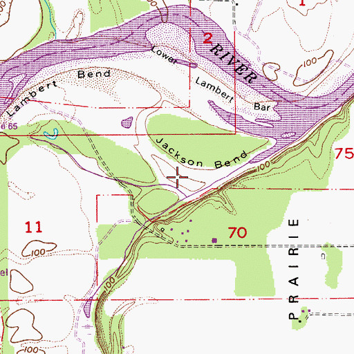 Topographic Map of Jackson Bend, OR