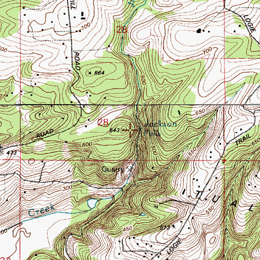 Topographic Map of Jackson Falls, OR