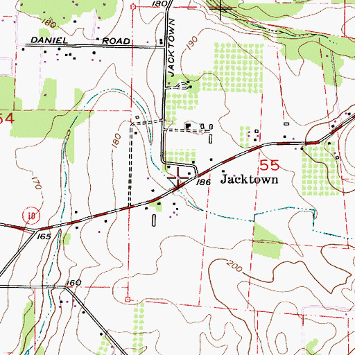 Topographic Map of Jacktown, OR