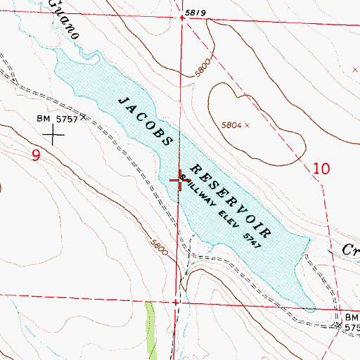 Topographic Map of Jacobs Reservoir, OR