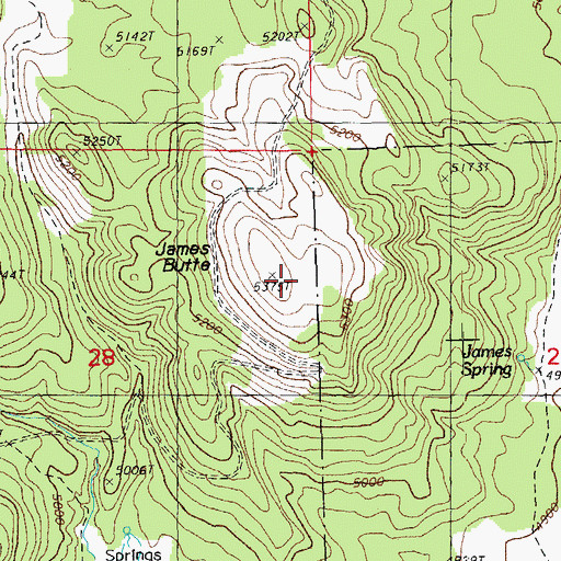 Topographic Map of James Butte, OR