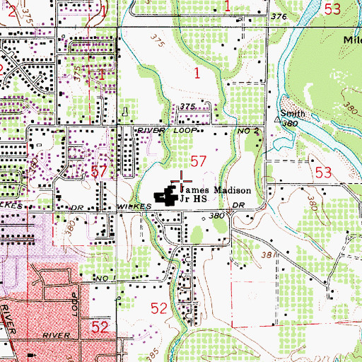 Topographic Map of Madison Middle School, OR