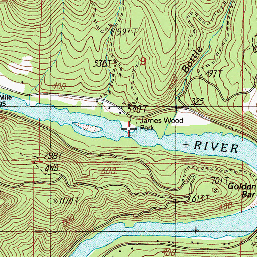 Topographic Map of James Wood Park, OR