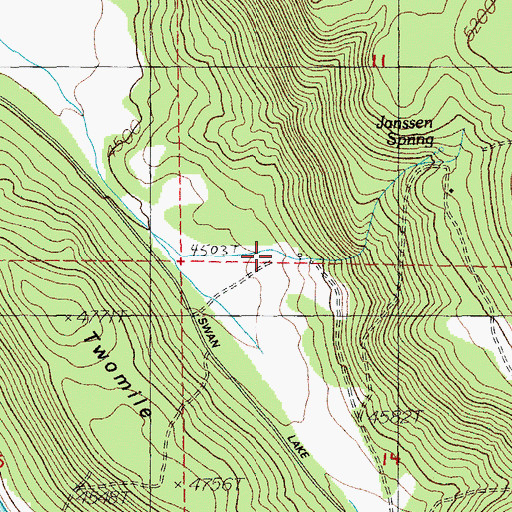 Topographic Map of Janssen Ranch, OR