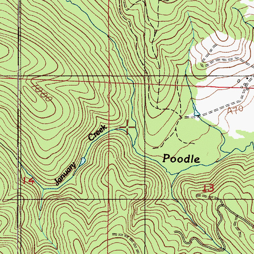 Topographic Map of January Creek, OR