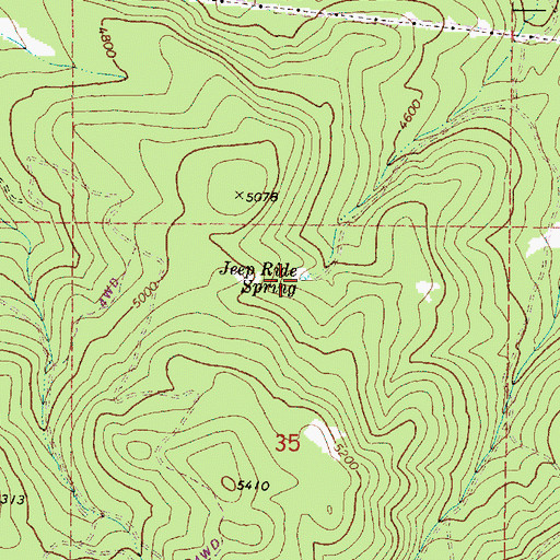 Topographic Map of Jeep Ride Spring, OR