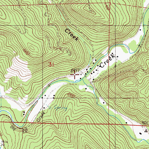 Topographic Map of Jeffers Creek, OR