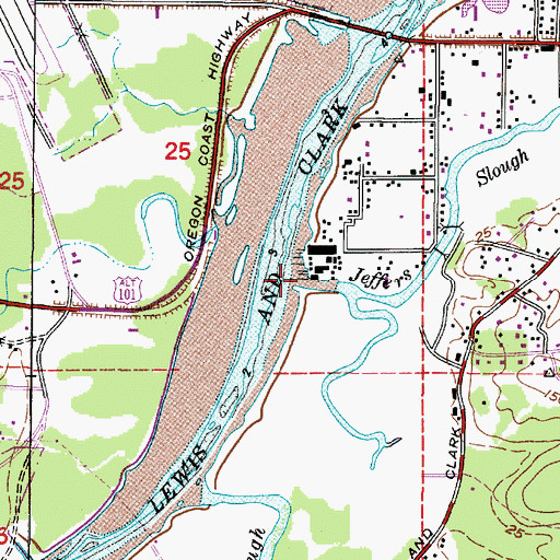 Topographic Map of Jeffers Slough, OR