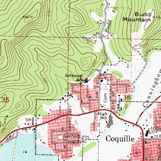 Topographic Map of Jefferson School (historical), OR
