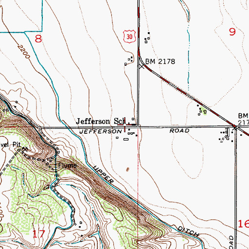 Topographic Map of Jefferson School (historical), OR