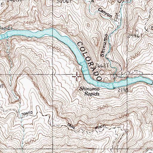 Topographic Map of Shinumo Rapids, AZ