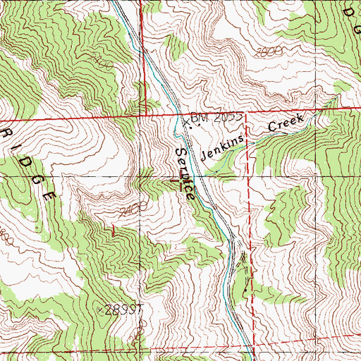 Topographic Map of Jenkins Creek, OR