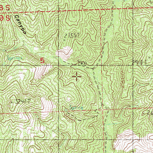 Topographic Map of Jennies Peak Canyon, OR