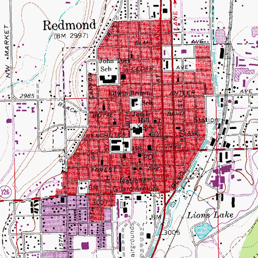 Topographic Map of Jessie Hill School (historical), OR