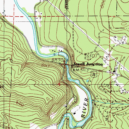 Topographic Map of Jewell Junction, OR