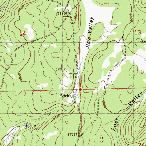 Topographic Map of Jims Valley, OR