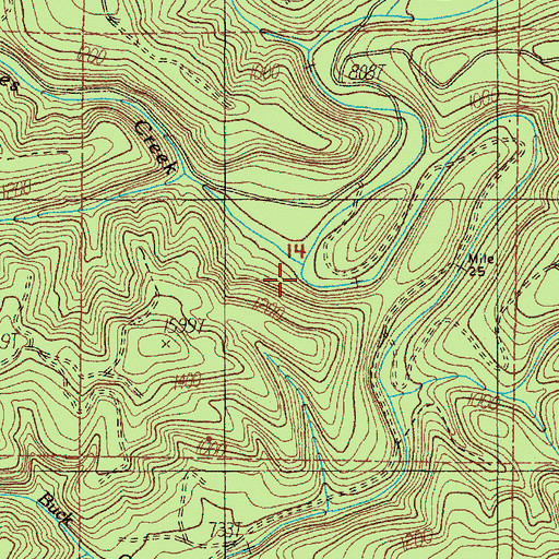Topographic Map of Joes Creek, OR