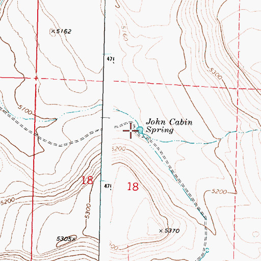 Topographic Map of John Cabin Spring, OR