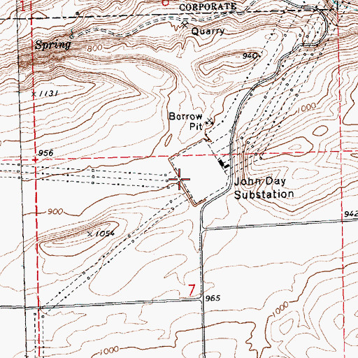Topographic Map of John Day Substation, OR