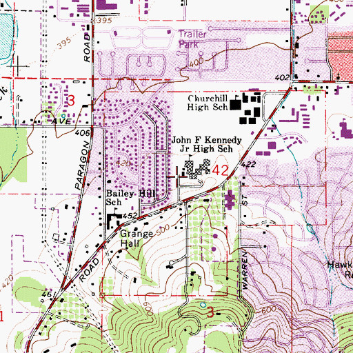 Topographic Map of Kennedy Middle School, OR