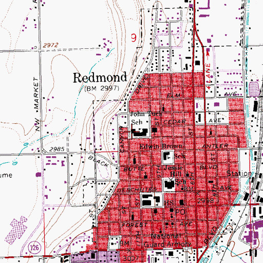 Topographic Map of John Tuck Elementary School, OR