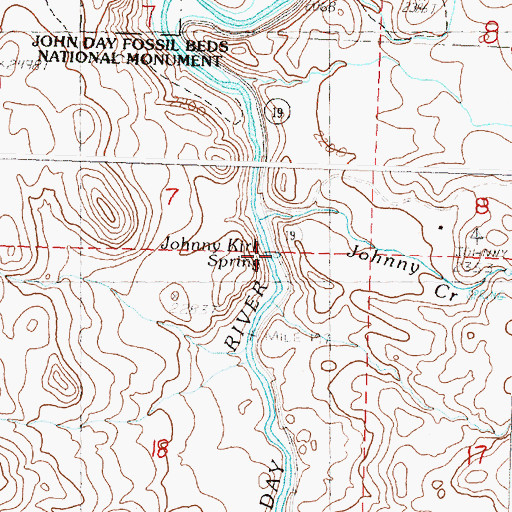 Topographic Map of Johnny Kirk Spring, OR