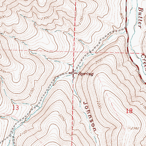 Topographic Map of Johnson Canyon, OR