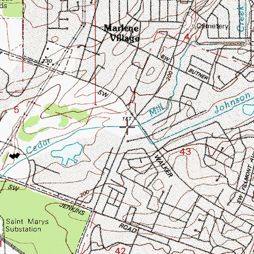 Topographic Map of Johnson Creek, OR