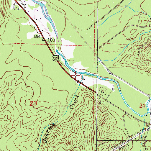 Topographic Map of Johnson Creek, OR