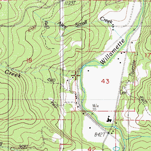 Topographic Map of Johnson Creek, OR