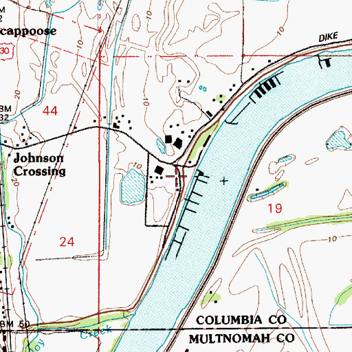 Topographic Map of Johnson Landing, OR