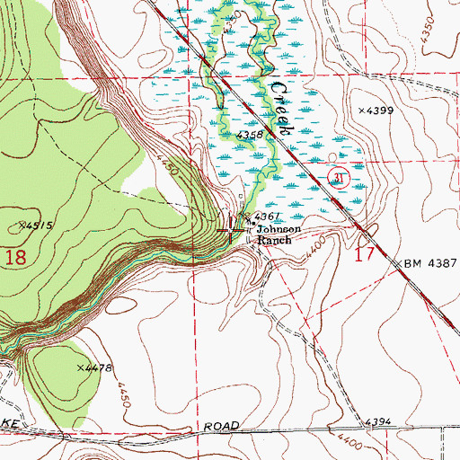 Topographic Map of Johnson Ranch, OR